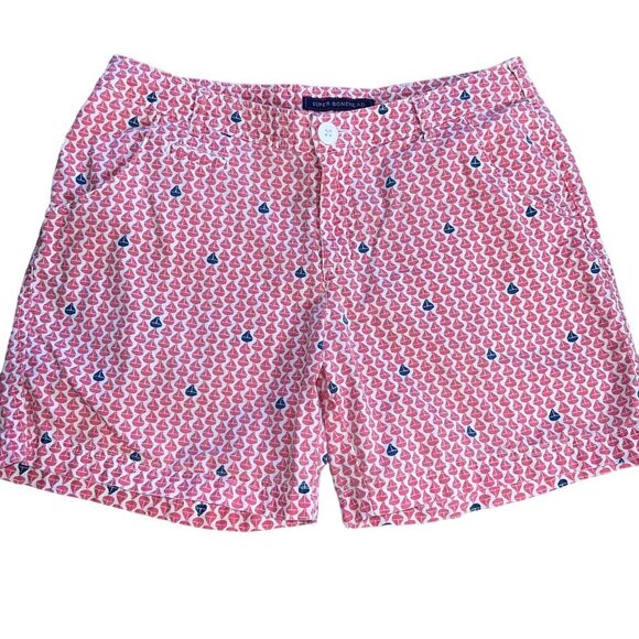 Columbia Super Bonehead Shorts Sailboats Size 8 Cotton Pink Blue Summer Preppy - Picture 1 of 10